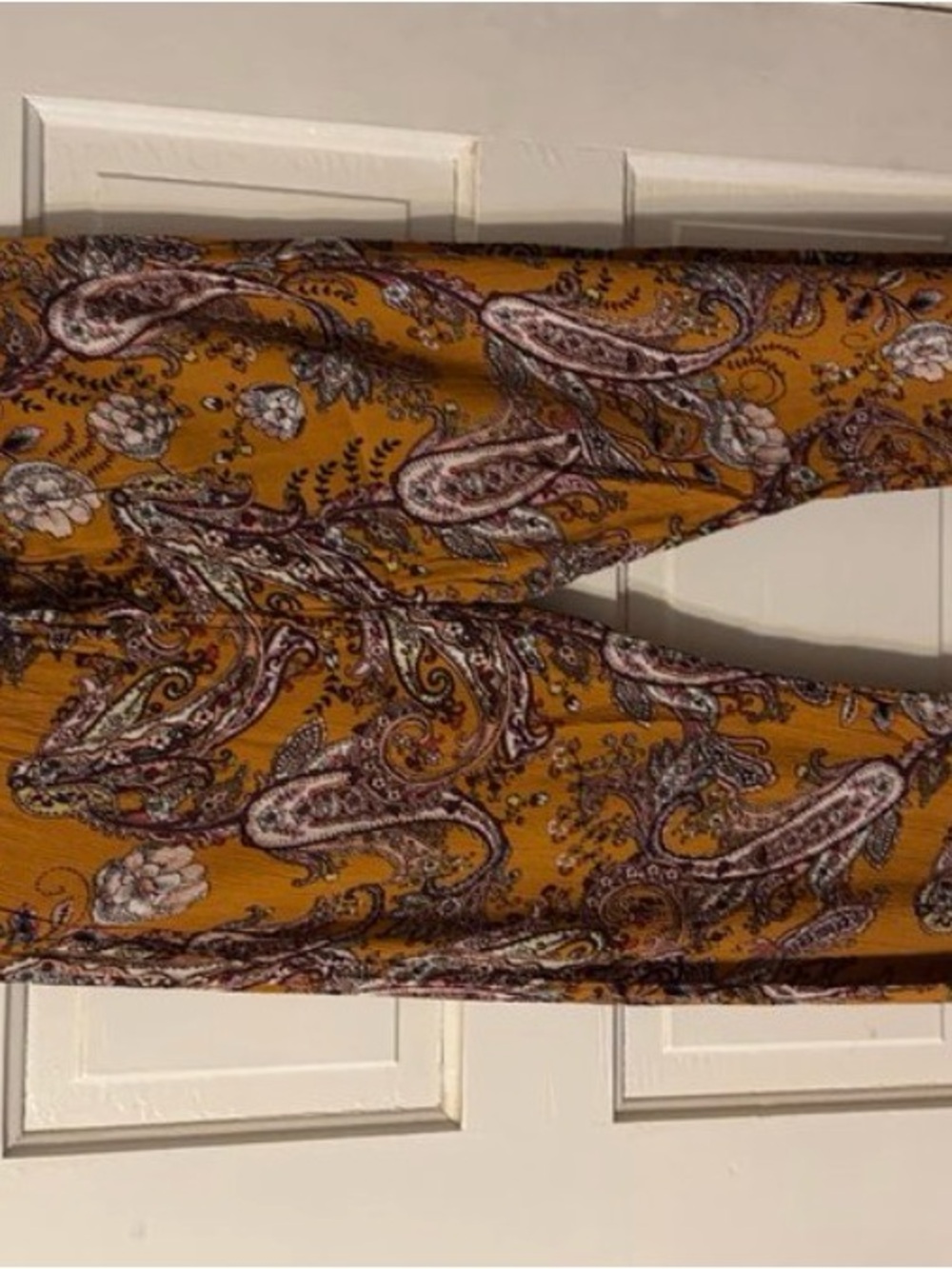 Mustard Paisley Print Wide Leg Pants